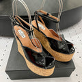 Alaila Wedge Sandals 135mm In Black Glossy Lambskin 954897