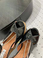 Alaila Wedge Sandals 135mm In Black Glossy Lambskin 954897