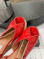 Alaila Wedge Sandals 135mm In Red Glossy Lambskin 954901