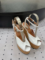 Alaila Wedge Sandals 135mm In White Glossy Lambskin 954903