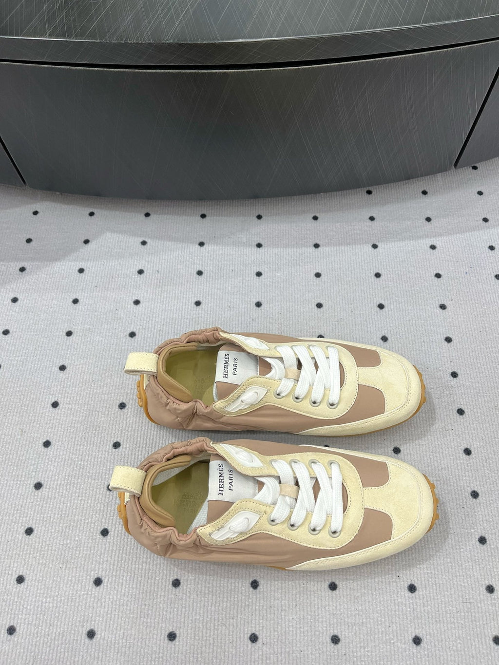 HM Sneaker 10mm In Light Brown Mix Beige Suede And Windbreaker Fabric 954746