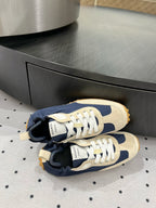 HM Sneaker 10mm In Deep Blue Mix Beige Suede And Windbreaker Fabric 954750