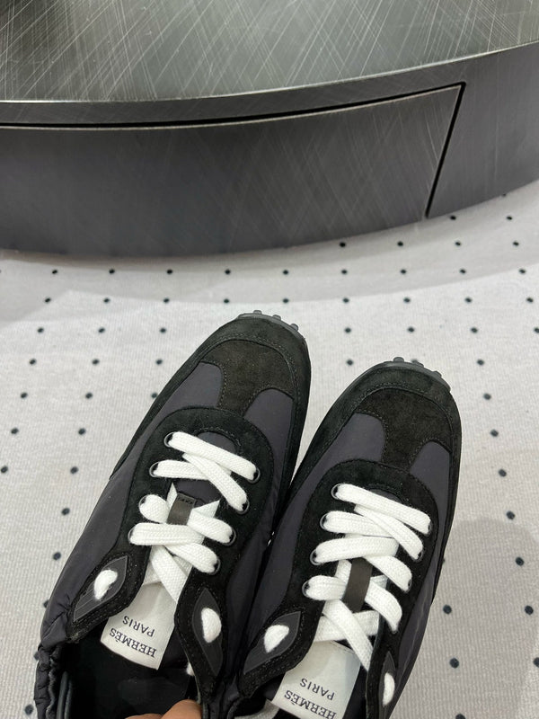 HM Sneaker 10mm In Black Grey Suede And Windbreaker Fabric  954752
