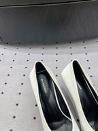 HEELED PUMPS 65 MM IN WHITE SMOOTH LAMBSKIN GOLD HARDWARE