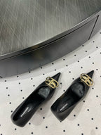 HEELED PUMPS 65 MM IN BLACK SMOOTH LAMBSKIN GOLD HARDWARE