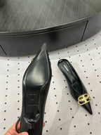 HEELED SLINGBACK 45 MM IN BLACK SMOOTH LAMBSKIN GOLD HARDWARE