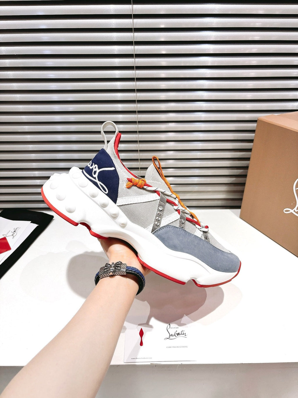 CL 25 Trailnrun Sneaker Grey Blue Calfskin Mesh 323168
