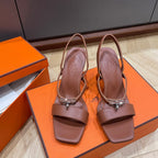 GLAMOUR 75 SANDAL CHOCOLATE CALFSKIN