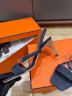 GLAMOUR 75 SANDAL DENIM CALFSKIN