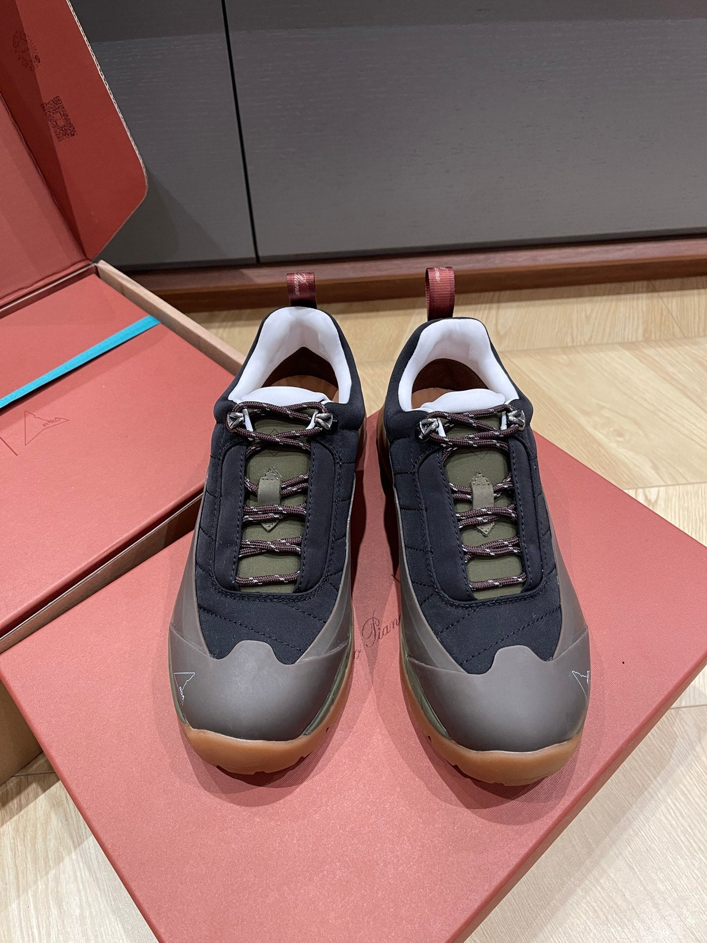 LP Katharina Sneaker Coffee Olive Green Black Technical Fabric 521684