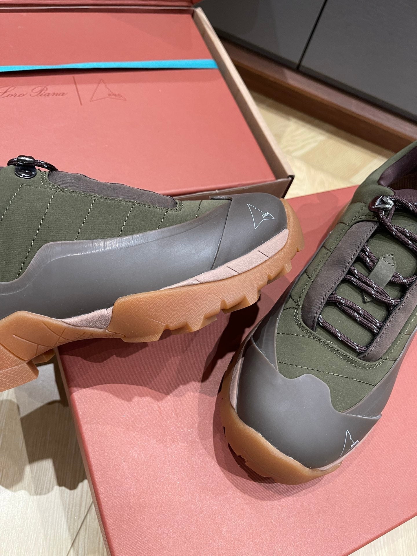 LP Katharina Sneaker Coffee Olive Green Technical Fabric Wool 521685