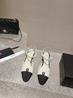 slingbacks 45 white black lambskin grosgrain