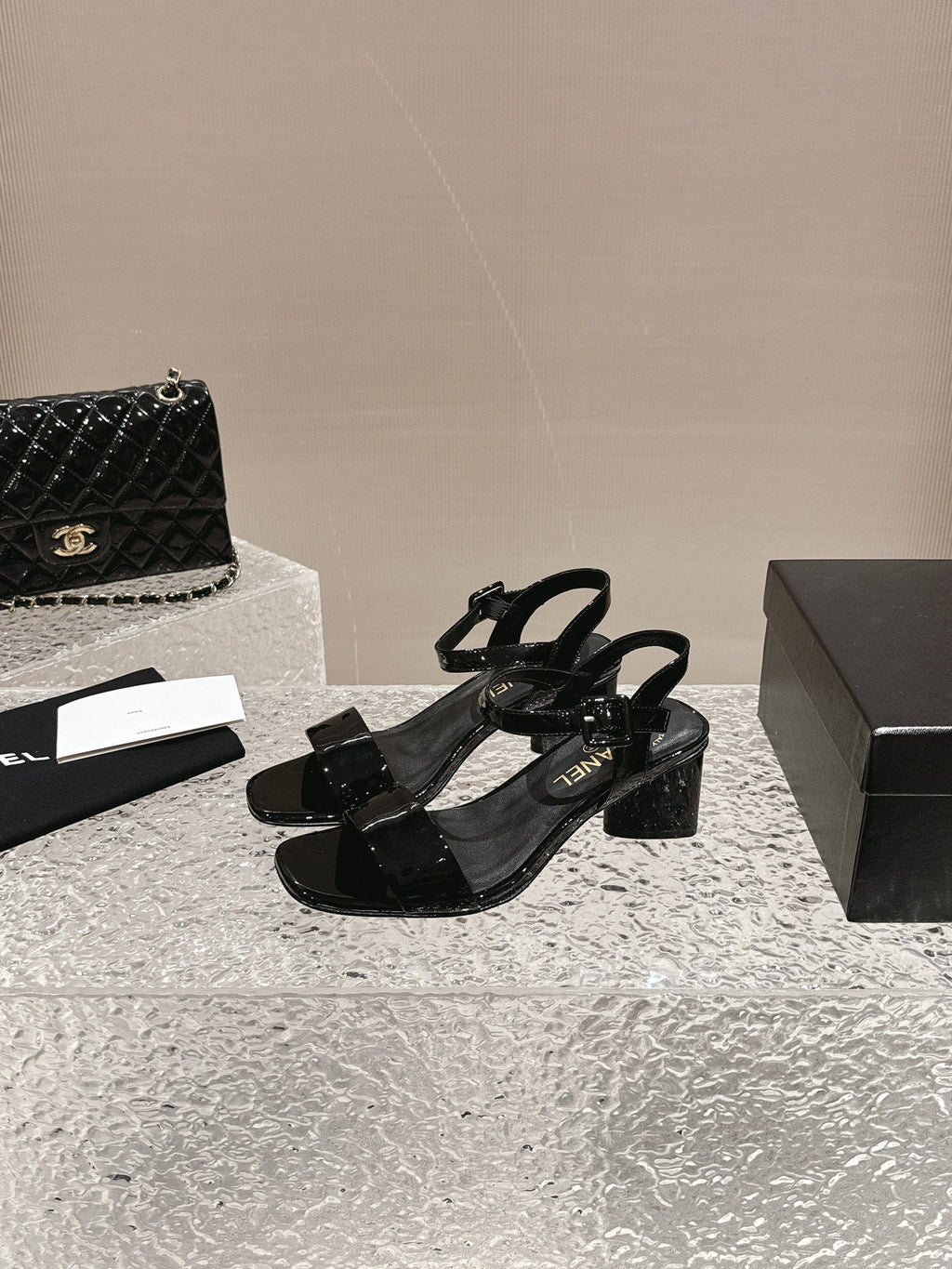 slingbacks sandal 60 black lambskin patent calfskin