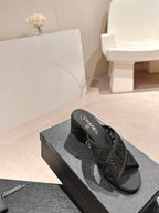 mule sandal 60 cross black lace fabric