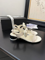 CC 25 Bow Attached Sandals Black Sheepskin 233419
