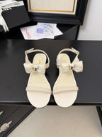 CC 25 Bow Attached Sandals Black Sheepskin 233419