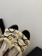 cc25 slingback sandal ?65mm bow black grosgrain white canvas 233589