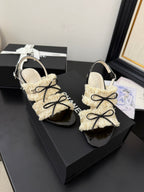 cc25 slingback sandal ?65mm bow black grosgrain white canvas 233589