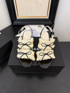 cc25 slingback sandal ?65mm bow black grosgrain white canvas 233589