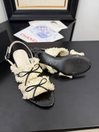 cc25 slingback sandal ?65mm bow black grosgrain white canvas 233589
