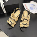 cc25 slingback sandal ?65mm bow black grosgrain gold canvas 233590