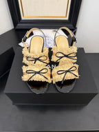 cc25 slingback sandal ?65mm bow black grosgrain gold canvas 233590