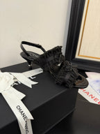 cc25 slingback sandal ?65mm bow black grosgrain canvas 233592