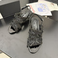 cc25 slingback sandal ?65mm bow black grosgrain canvas 233592