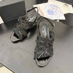 cc25 slingback sandal ?65mm bow black grosgrain canvas 233592