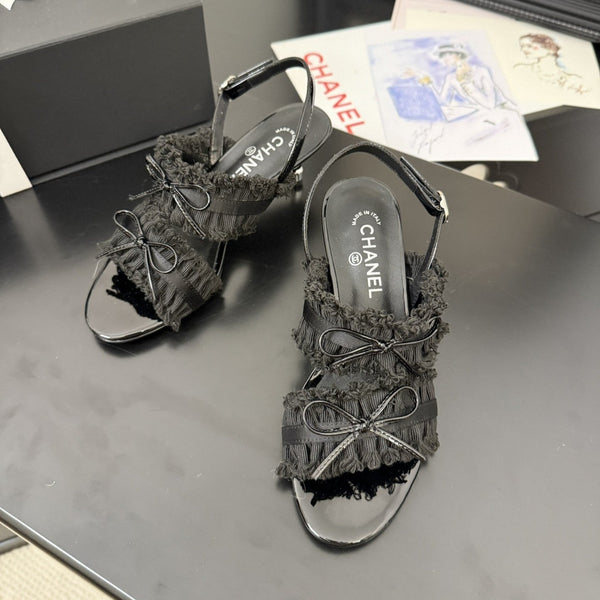 cc25 slingback sandal ?65mm bow black grosgrain canvas 233592