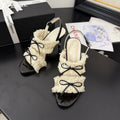 cc25 slingback sandal ?90mm bow black grosgrain white canvas 233593