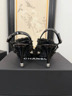 cc25 slingback sandal ?90mm bow black grosgrain canvas 233596