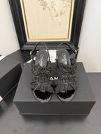 cc25 slingback sandal ?90mm bow black grosgrain canvas 233596