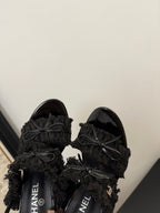 cc25 slingback sandal ?90mm bow black grosgrain canvas 233596