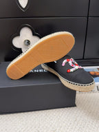 CC Loafer In Black Canvas With Colorful Logo