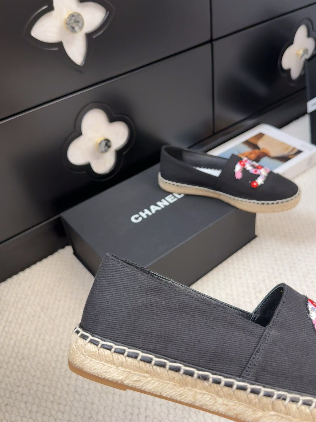 CC Loafer In Black Canvas With Colorful Logo