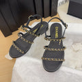 CC 25S Sandal Three Leather Strap Black Calfskin
