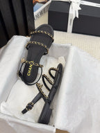 CC 25S Sandal Three Leather Strap Black Calfskin