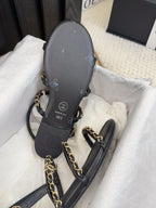 CC 25S Sandal Three Leather Strap Black Calfskin