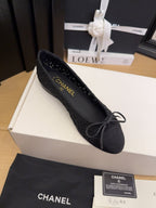 CC 25 Ballet Flats Black Mesh Fabric Black Grosgrain 277708