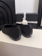 CC 25 Ballet Flats Black Mesh Fabric Black Grosgrain 277708