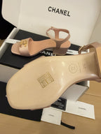 CC 25 High Heels 40 Sandals Salmon Satin And Sheepskin Square Toe 277712