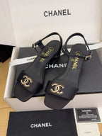 CC 25 High Heels 40 Sandals Black Satin And Sheepskin Square Toe 277714