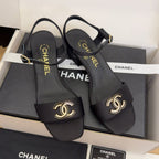 CC 25 High Heels 40 Sandals Black Satin And Sheepskin Square Toe 277714