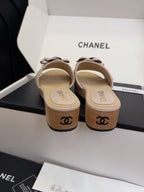 CC 25 Camellia Mule 40 Pink Tweed And Beige Leather 277717