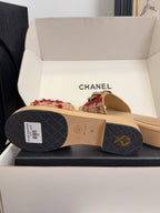 CC 25 Camellia Mule 40 Red Mix Beige Tweed And Beige Leather 277719