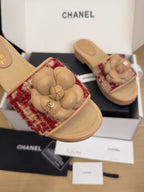 CC 25 Camellia Mule 40 Red Mix Beige Tweed And Beige Leather 277719