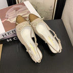 CC 25 Slingbacks 45 Bow With Beige Suede Mix Gold Sheepskin 277673