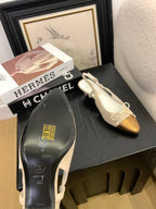 CC 25 Slingbacks 45 Bow With Beige Suede Mix Gold Sheepskin 277673
