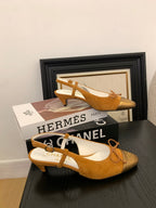 CC 25 Slingbacks 45 Bow With Carrot Suede Mix Gold Sheepskin 277674